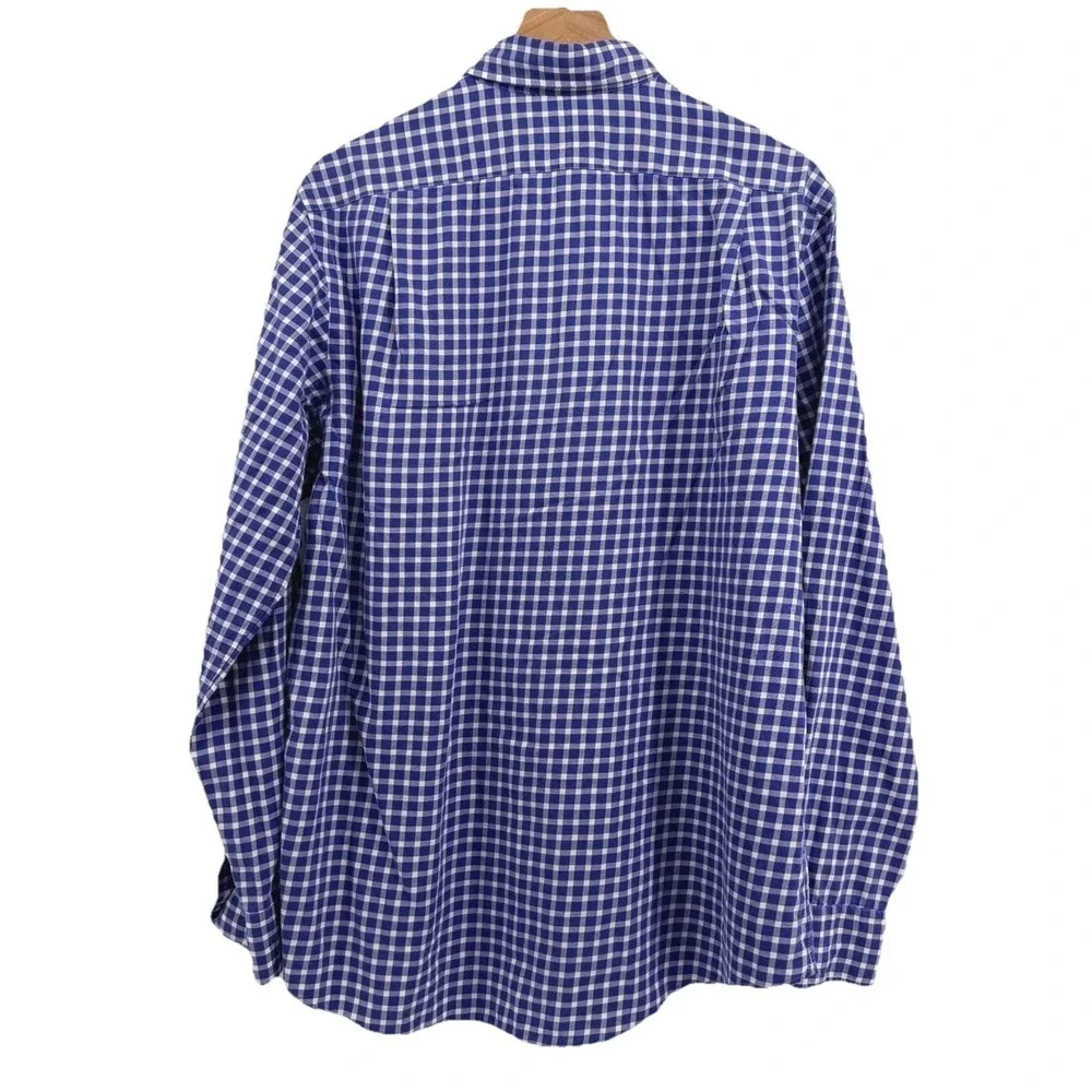 Polo Ralph Lauren Shirt Mens L Blue White Gingham Lightweight Long Sleeve Cotton